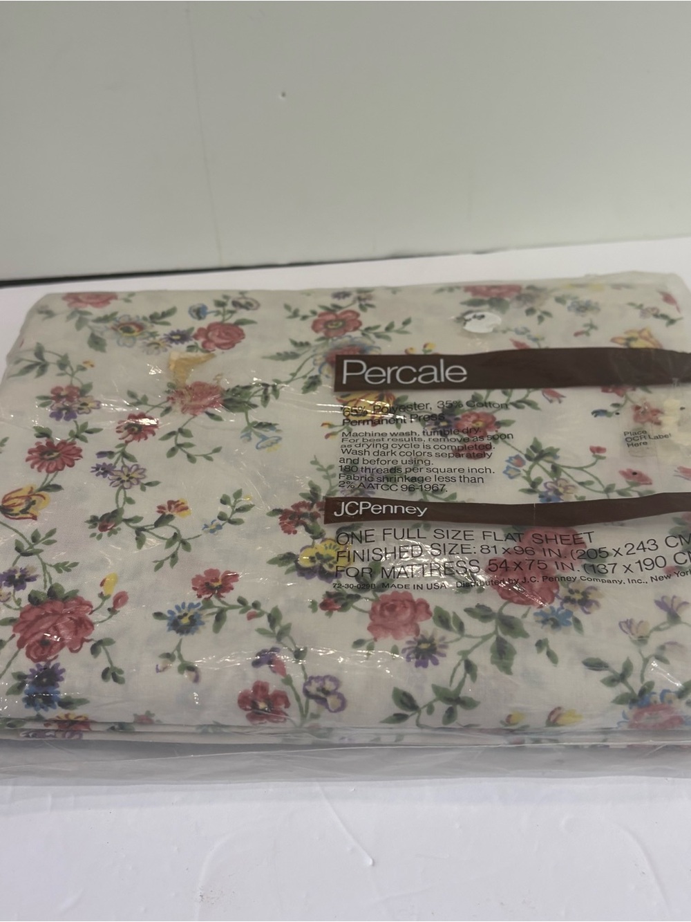 JC Penney Percale DUSTY ROSE Saybrook FULL Size Flat‎ Sheet Vintage Made in USA